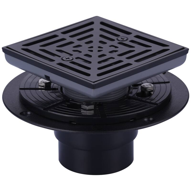 WOWOW 4.5 in. Floor Drain with Square Screw-Tite Strainer - Matte Black