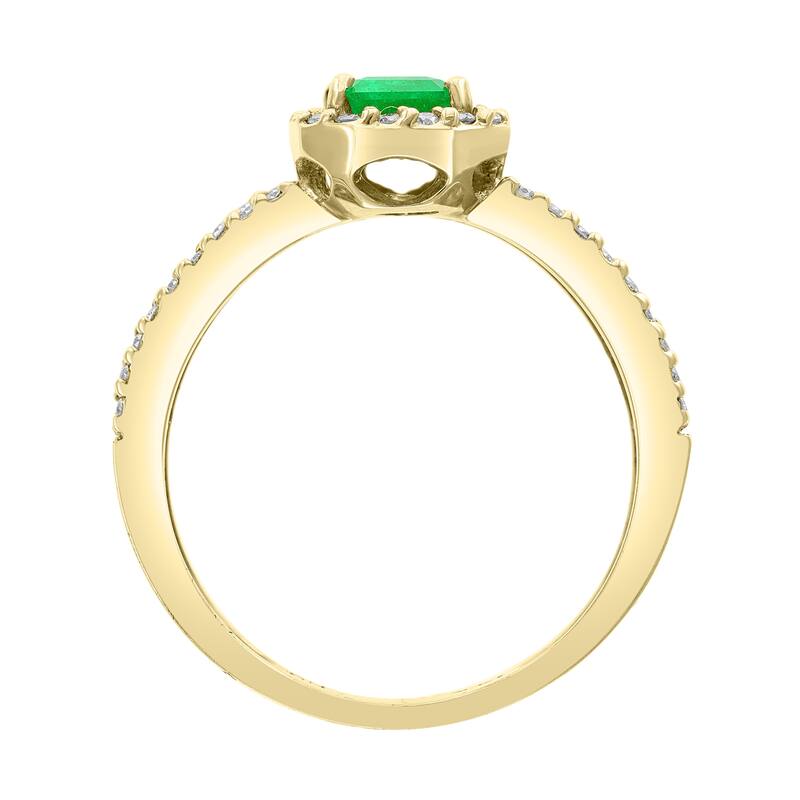 EFFY 14K Gold Diamond Natural Emerald Ring
