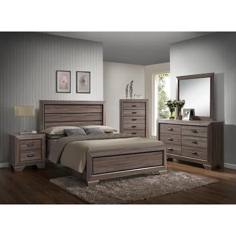 Large Scale Rustic Wooden Black/Brown Queen Bedroom Set