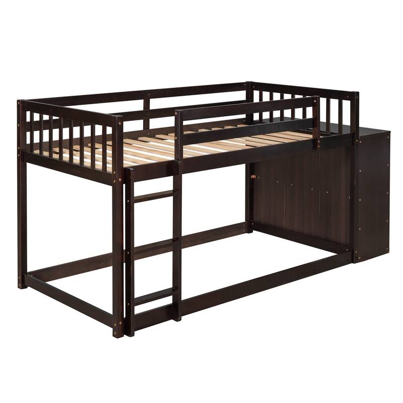 Twin over Twin Bunk Bed with 4 Drawers and 3 Shelves