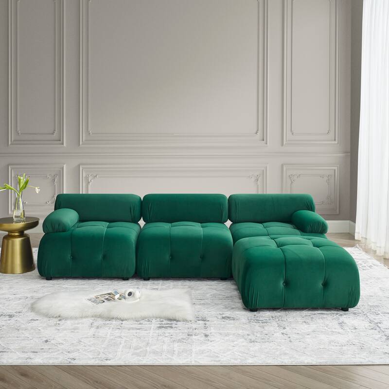 Roomfitters Modular Sectional Sofa with Button Tufting, DIY L-Shape Design and Reversible Ottoman