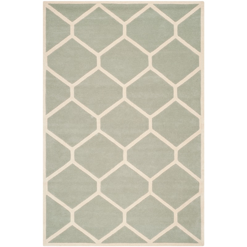 SAFAVIEH Handmade Chatham Afifah Modern Moroccan Wool Rug - 5' x 8' - Grey/Ivory