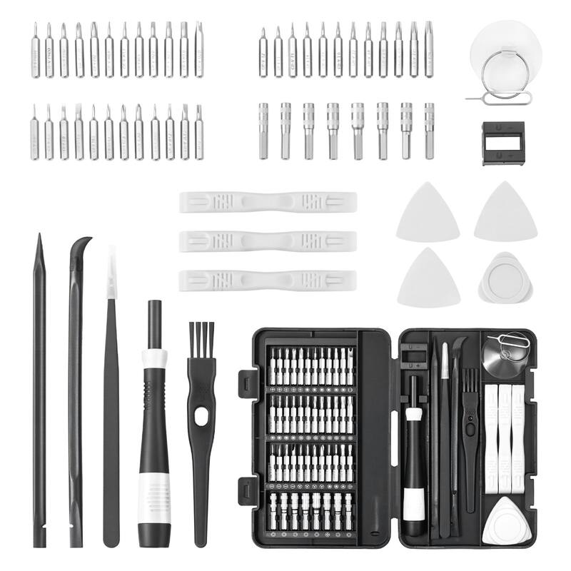 Black 59-in-1 Precision Screwdriver Set with Magnetic Tip, Rotating Cap and Storage Case - 6.5 x 4.21 x 0.75 in - Black