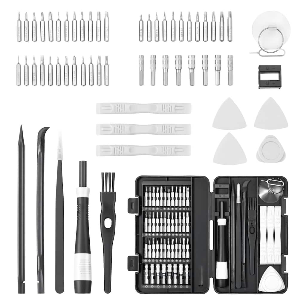 Black 59-in-1 Precision Screwdriver Set with Magnetic Tip, Rotating Cap and Storage Case - 6.5 x 4.21 x 0.75 in