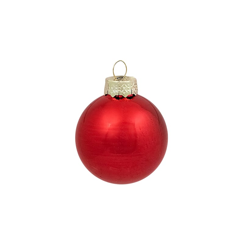 2-Finish Christmas Glass Ball Ornaments - 1.5" (40mm) - Red - 10ct