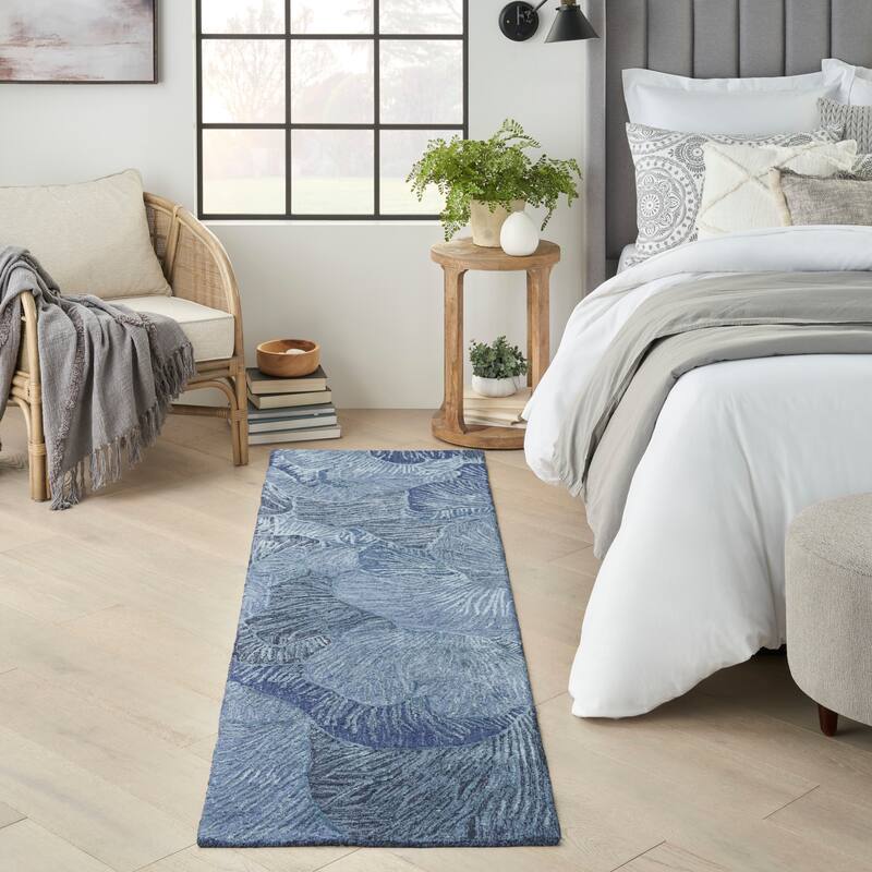 Nourison Avra Indoor only Floral Handmade Wool Area Rug - 2' 3" x 7' 6" - Blue
