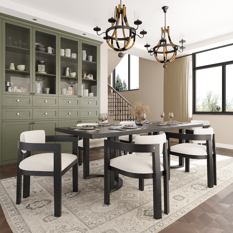 Arkenis 7pc Dining Set with Cushioned Seat and Back, Rubberwood by Christopher Knight Home