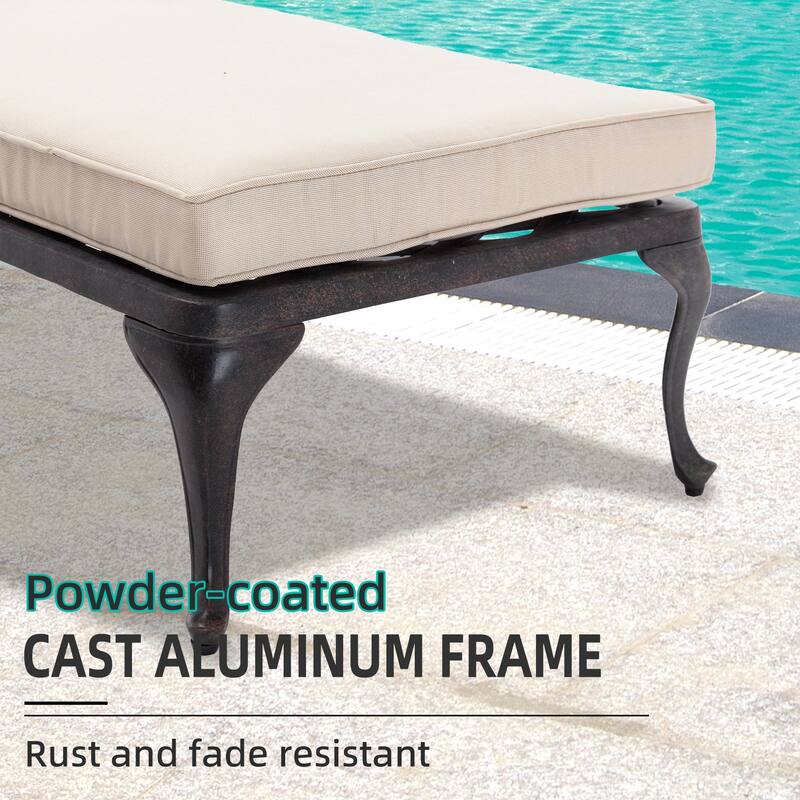 HOMEFUN Aluminum pool edge recliner with wheels that can tilt set of 3