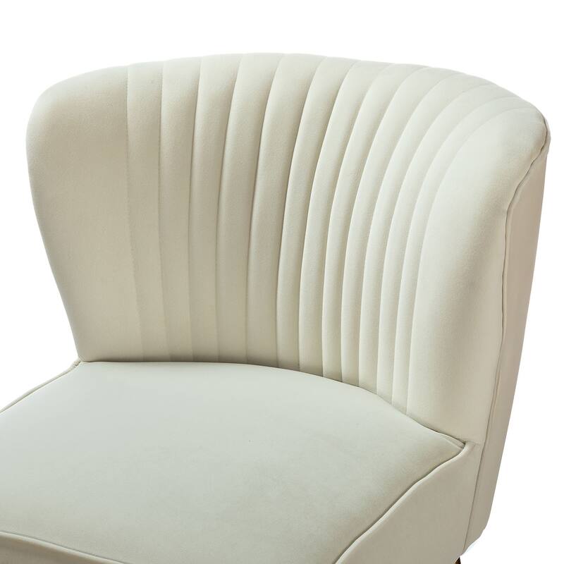 Monica Living Room Armless Accent Comfy Chair with Tufted Back and Metal Legs by HULALA HOME