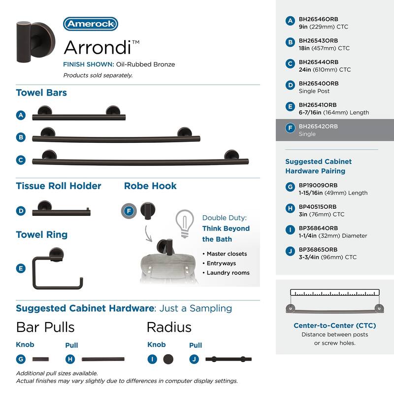 Amerock Arrondi Single Robe Hook