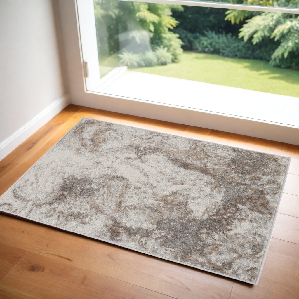 Power Loomed Abstract Modern Non Skid Stain Resistant Low Pile Area Rug - 36' X '24' X '0.25