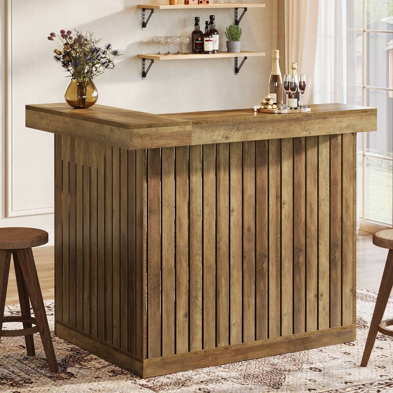 L-Shaped Home Bar Unit, 4-Tier Corner Liquor Bar Table