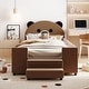 preview thumbnail 24 of 32, Twin Size Hydraulic Storage System Pine Wood Daybed, Velvet Sofabed Frame with Bear Shaped Headboard & Breathable Mesh Fence