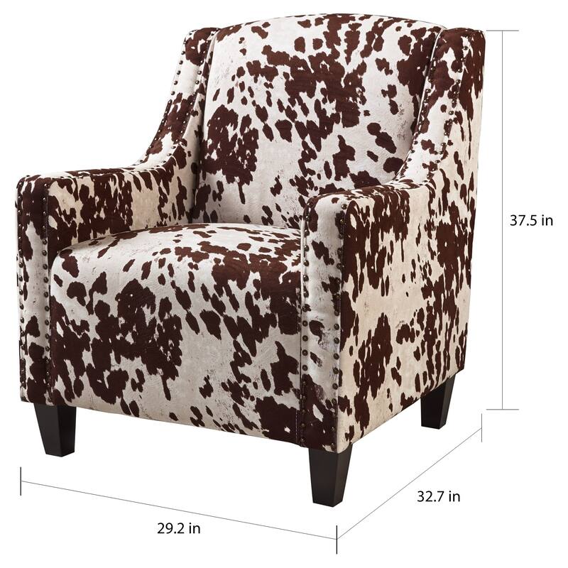 Elysabeth Cow Print Velvet Club Chair by Christopher Knight Home - 32.75"L x 29.25"W x 37.5"H