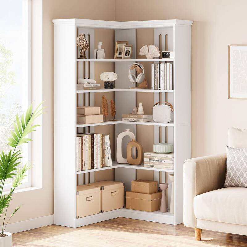 Farmhouse Bookshelf Corner - Off-White