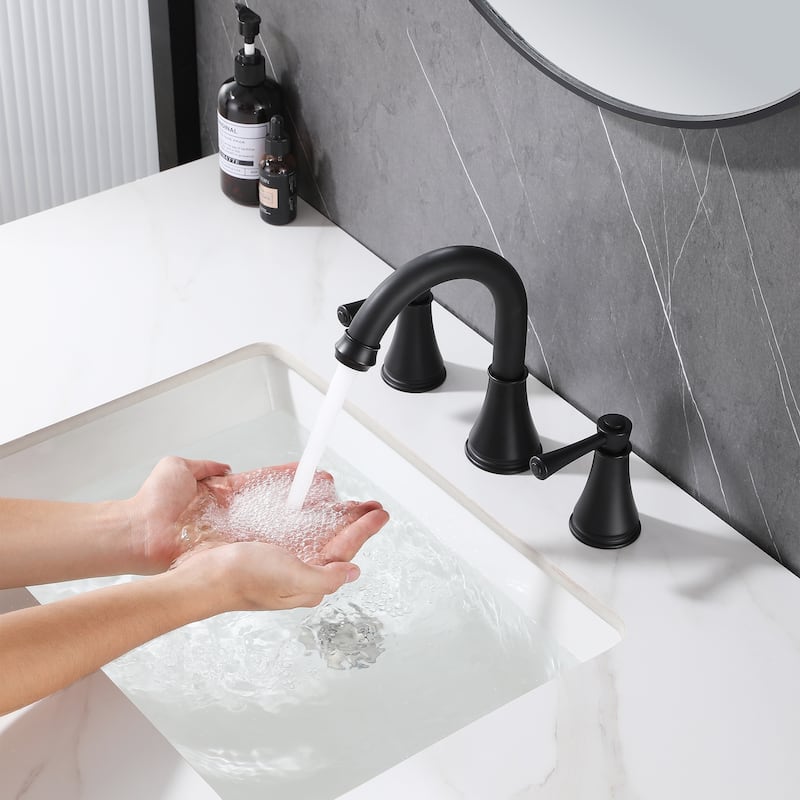 Solid Brass Widespread 2-Handles Bathroom Faucet