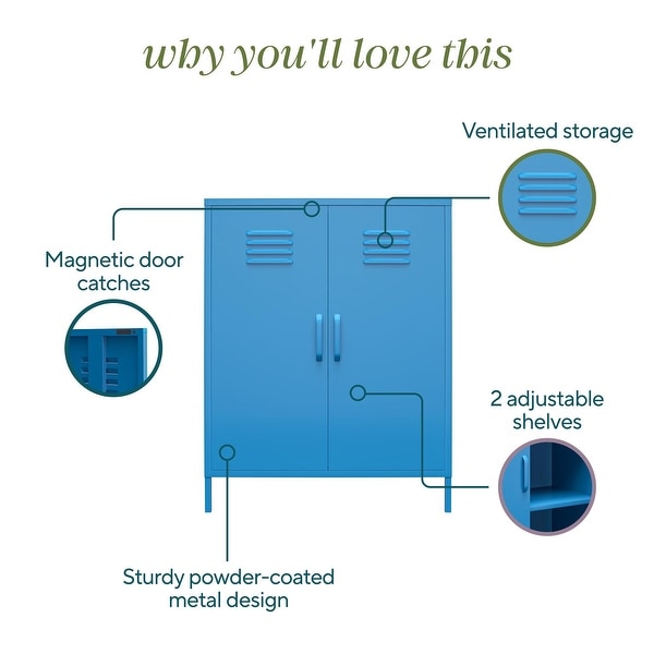 専用　Deuxieme Classe PROTAGONISTA LINEN The Novogratz Cache 2 Door Metal Locker Accent Cabinet - On