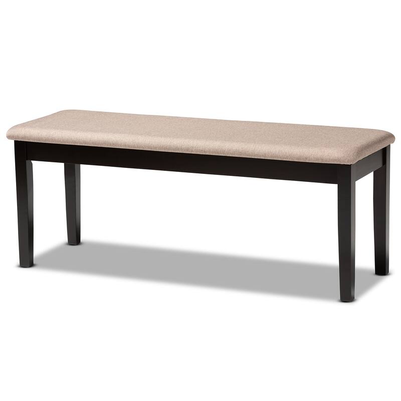 6-Piece Dining Set - Fabric Upholstered Chairs & Bench - Dark Brown Wood Table - Modern Dining Room Furniture