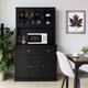 VEIKOUS Kitchen Pantry Cabinet Storage Hutch with Microwave Stand and Shelves - Black