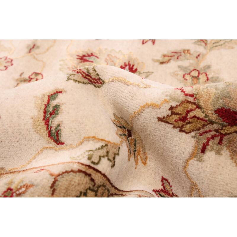 ECARPETGALLERY Hand-knotted Jamshidpour Ivory Silk, Wool Rug - 7'11 x 10'0