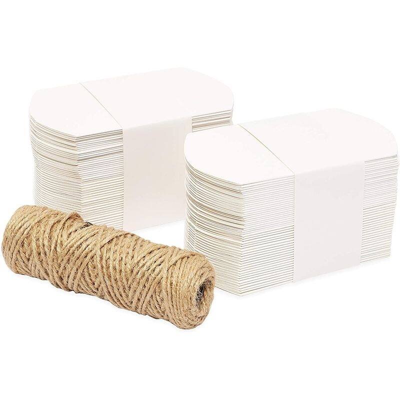 Bright Creations 100 Pack Kraft Pillow Boxes Set with 100ft Jute Twins for Wedding Party Favor