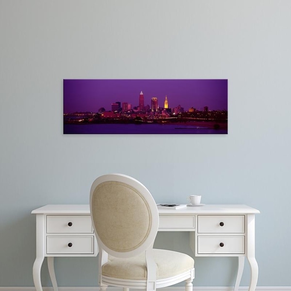 Easy Art Prints Panoramic Images's 'Buildings lit up at night, Cleveland, Ohio, USA' Premium Canvas Art