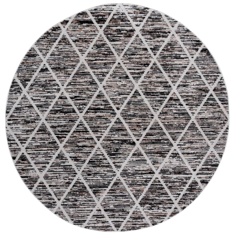 SAFAVIEH Mila Margurite Modern & Contemporary Rug - 6'7" Round - Ivory/Black