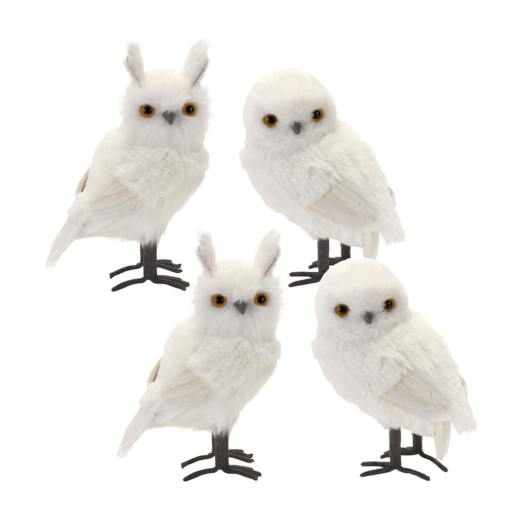 White Owl Decor (Set of 4)