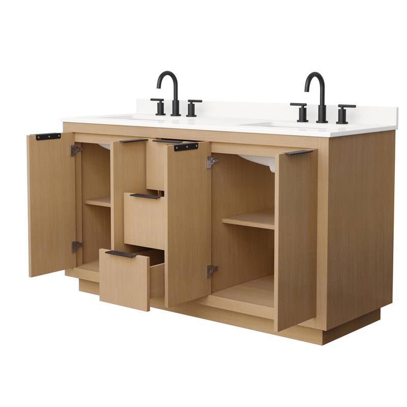 Maroni 60-inch Double Vanity, 3 Hole Quartz Top
