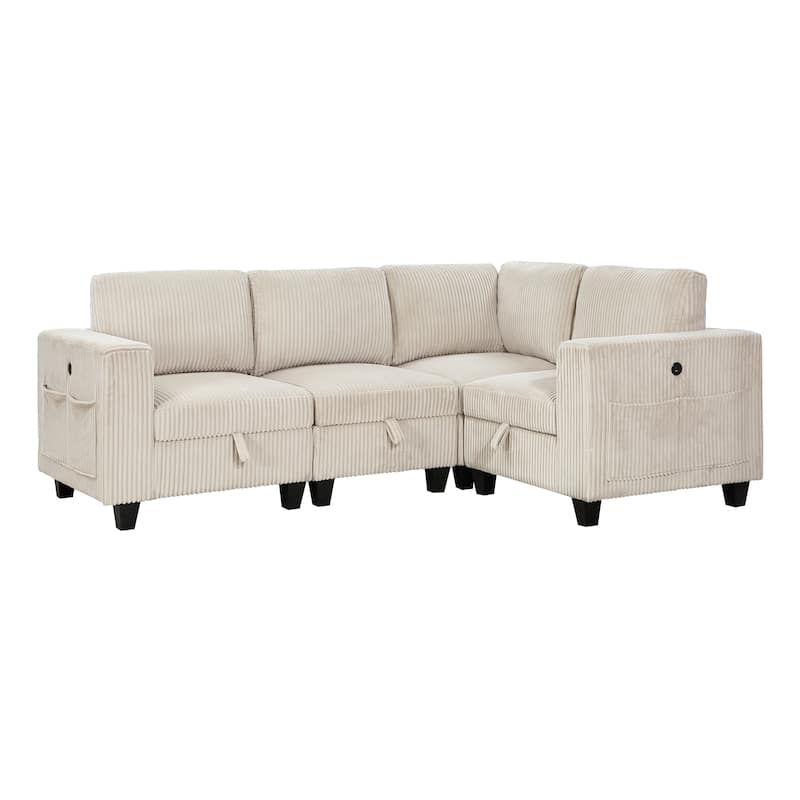 Kenlis 4-Piece Modular Sectional Sofa with Storage - Beige