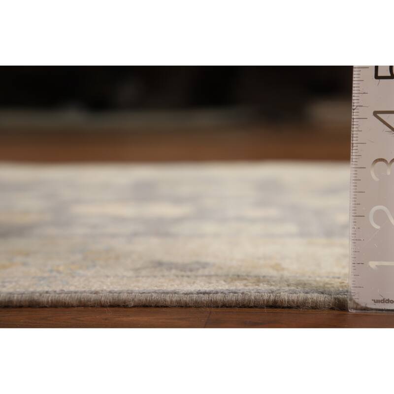 Hand Knotted Oriental 100% Wool Carpet Transitional All-Over Greys & Charcoal Oushak Area Rug - 5' 2'' X 3' 2''