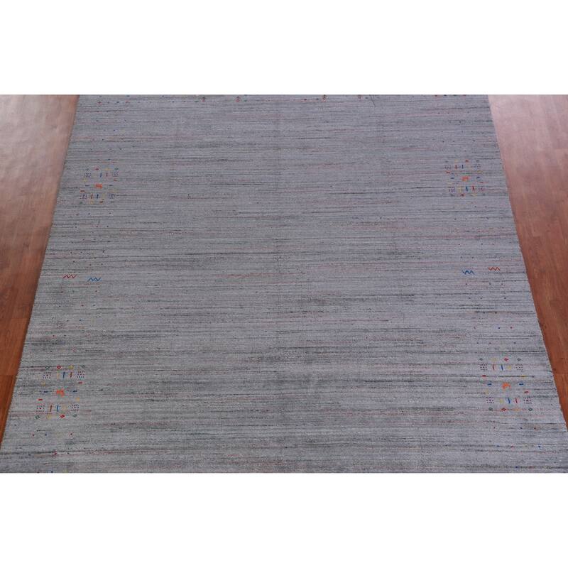 Hand Knotted Oriental 100% Wool Carpet Tribal Tribal Greys & Charcoal Gabbeh Area Rug - 11' 11'' X 8' 10''