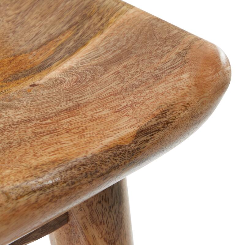 Wood Counter Stool with Footrest - Brown - Roche River Decor