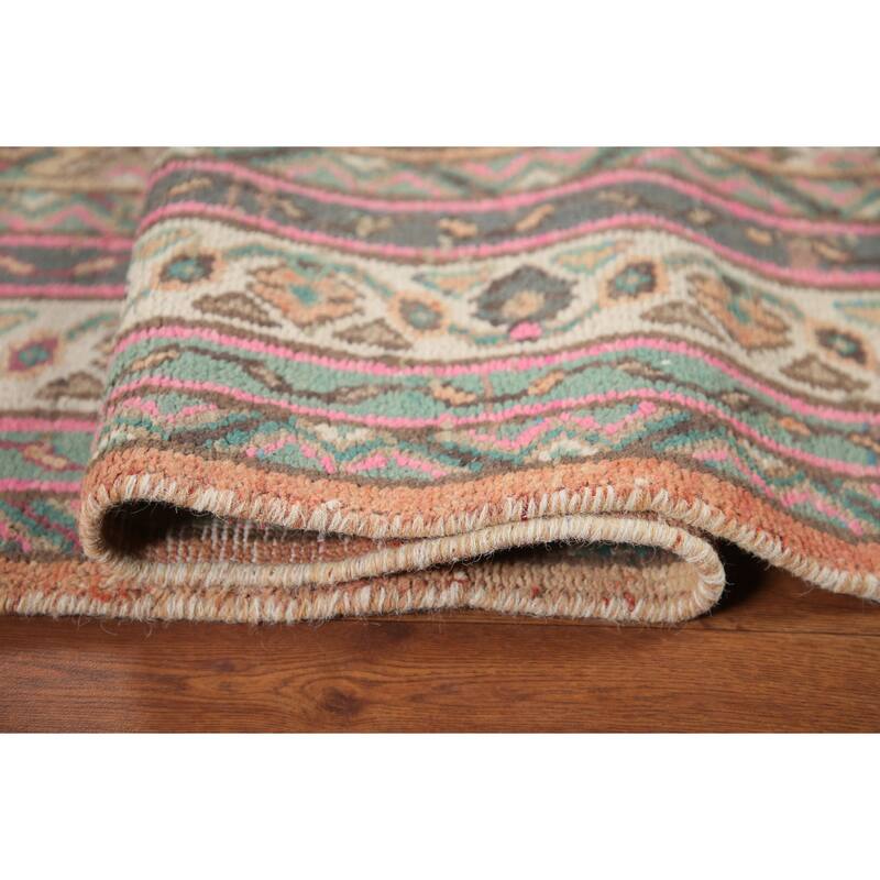 Hand Knotted Oriental 100% Wool Carpet Traditional Medallion Coral Hamedan Area Rug - 9' 8'' X 6' 11''