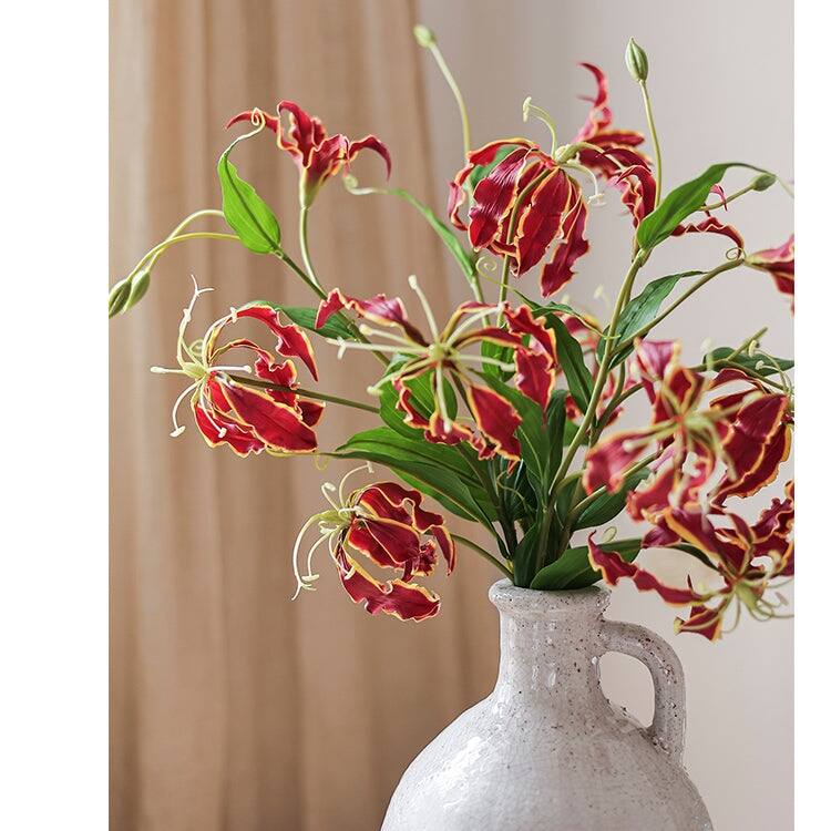RusticReach Silk Flower Flame Lily Stem 29" Tall