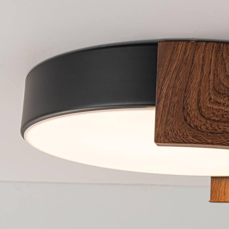Starsky 5CCT LED Round Wooden Flush Mount - 11.81''