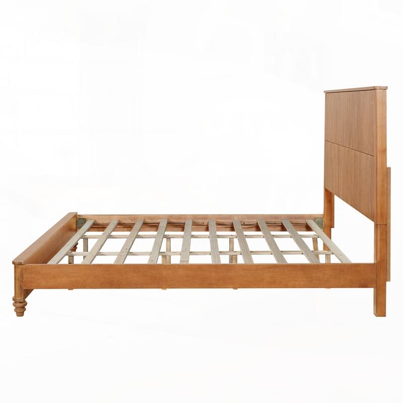 Solid Wood Bed Frame with Tall Headboard