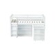 preview thumbnail 11 of 21, Twin Loft Bed with Pull-Out Desk, Built-in Cabinets, Drawers, Shelves, and Safety Guardrail, Solid Rubber Wood Frame with Ladder