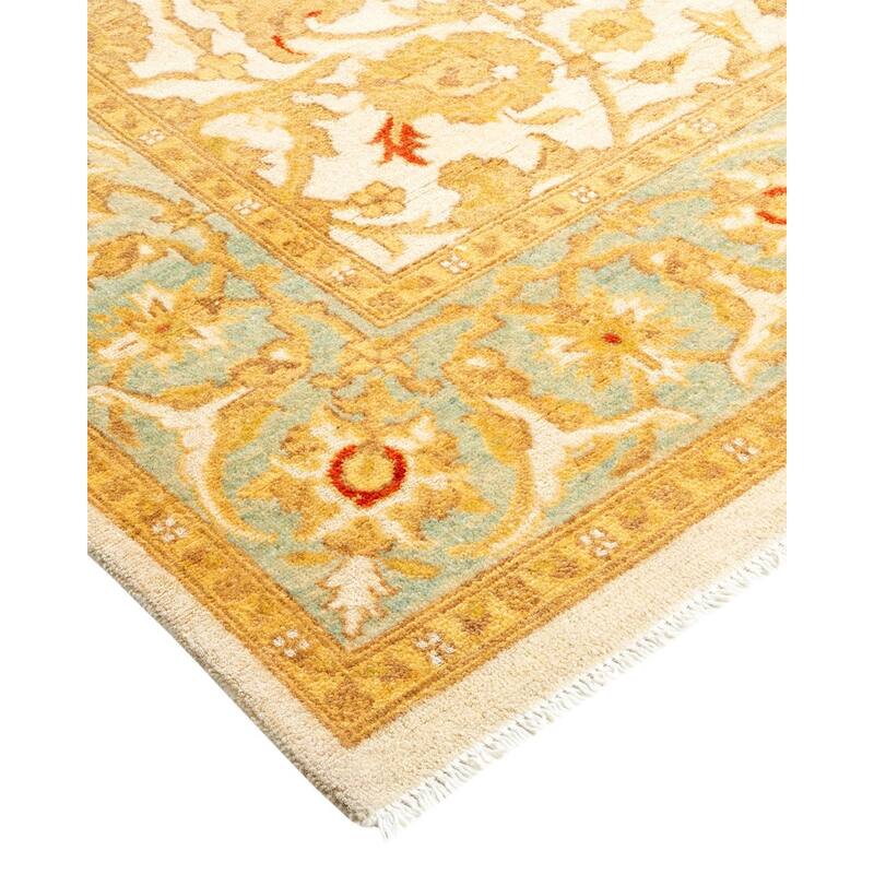 Overton Hand Knotted Wool Vintage Inspired Traditional Ottoman Ivory Area Rug - 4' 2" x 6' 3"