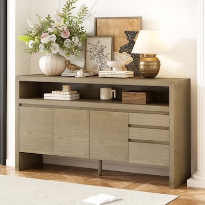 Modern 3-Door Sideboard with 3 Drawers & Semi-Open Shelf by Harper&Bright Designs