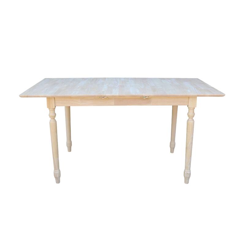 International Concepts 32-inch Wide Unfinished Turned Style Parawood Dining Table with Butterfly Extension