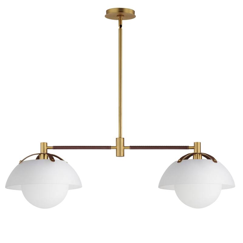Studio M SM31012 Domain 2 Light 42" Wide LED Linear Chandelier with - Natural Aged Brass / Frosted