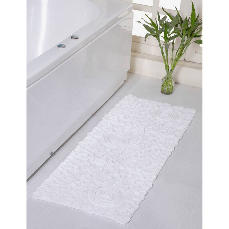 Bell Flower Bathroom Rug, Cotton Soft, Water Absorbent Bath Rug, Non Slip Shower Rug Machine Washable 21"x54" Runner