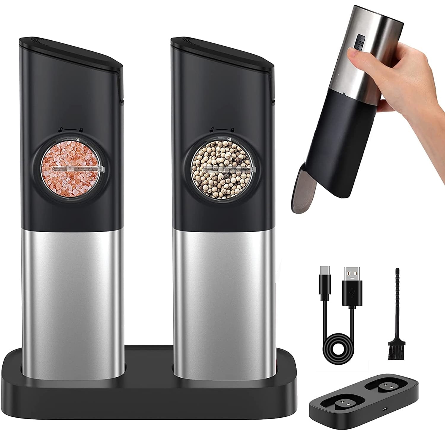Electric Salt and Pepper Grinder Set - Matte Black Battery Operated Salt &  Pepper Mills with Light (Pack of 2) - Automatic One Handed Operation with  Adjustable Ceramic Grinders - Yahoo Shopping