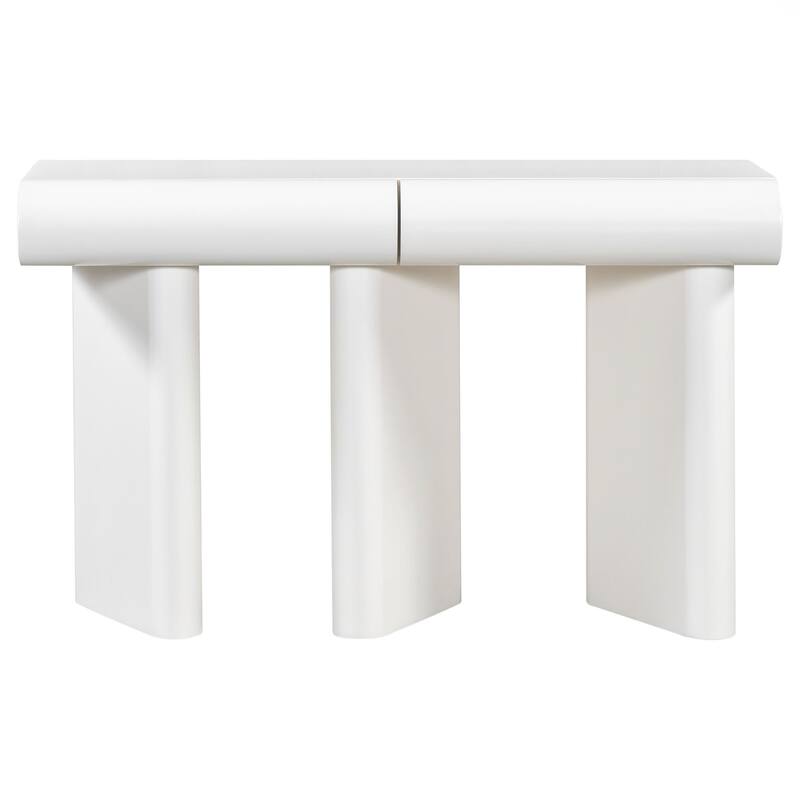 Modern Entryway Table with 2 Curved Drawers,Space-Saving Hallway Table ,Contemporary Narrow Sofa Table for Living Room,Bedroom - White