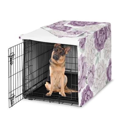 Sweet Jojo Designs Purple Lavender Boho Shabby Chic Floral Girl Dog Crate Kennel Cover 48in. -Bohemian Vintage Garden Watercolor