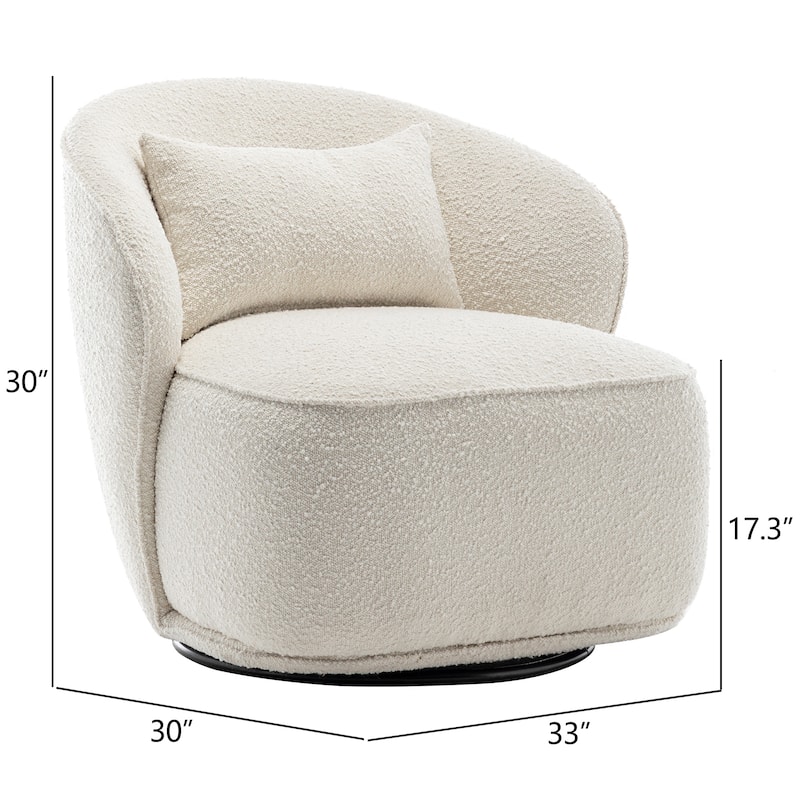KINWELL 33" W Sherpa Boucle Upholstered Accent Swivel Chair (Set of 2)