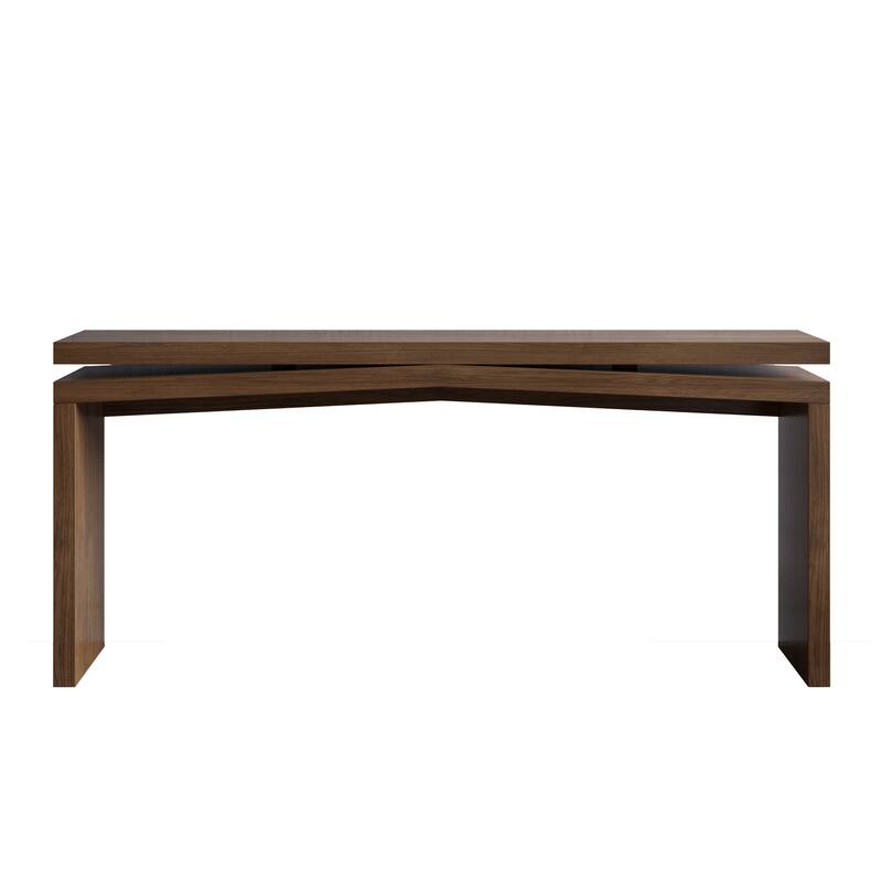 65-Inch Solid Wood Veneer Console Table, Long Farmhouse Entryway Sofa Table for Living Room, Hallway, Behind Couch