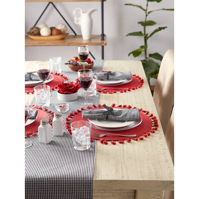 DII Nautical Blue Round Fringed Placemat Set/6