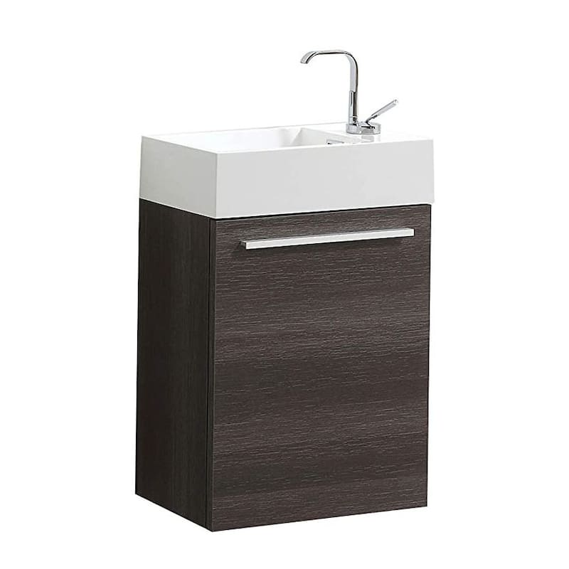 Blossom 18 Inch Floating Wall-Mount Vanity Set w/ Acrylic Sink - Dark Oak